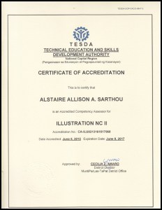 Alstaire Sarthou Certificate of Accreditation - Illustation NCII